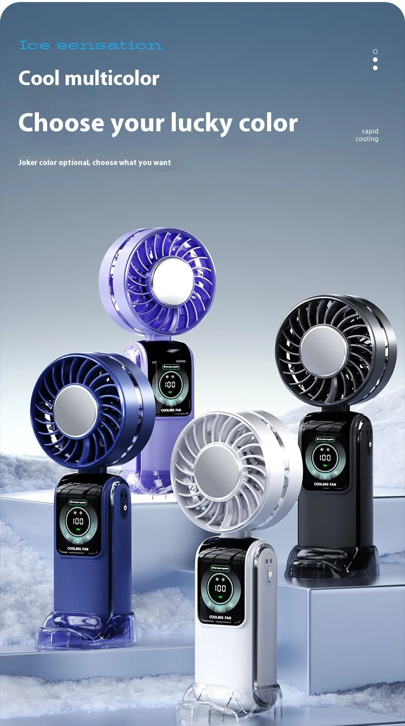 100 Speeds Handheld Fan with Semiconductor Cooling Foldable Design HD ...