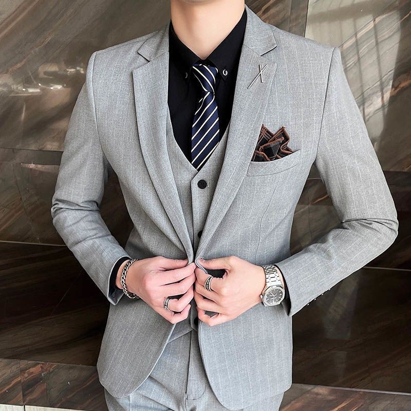 Casual Youth Suit Men's Suit Jacket Trousers Suit Fit Professional Formal Wear