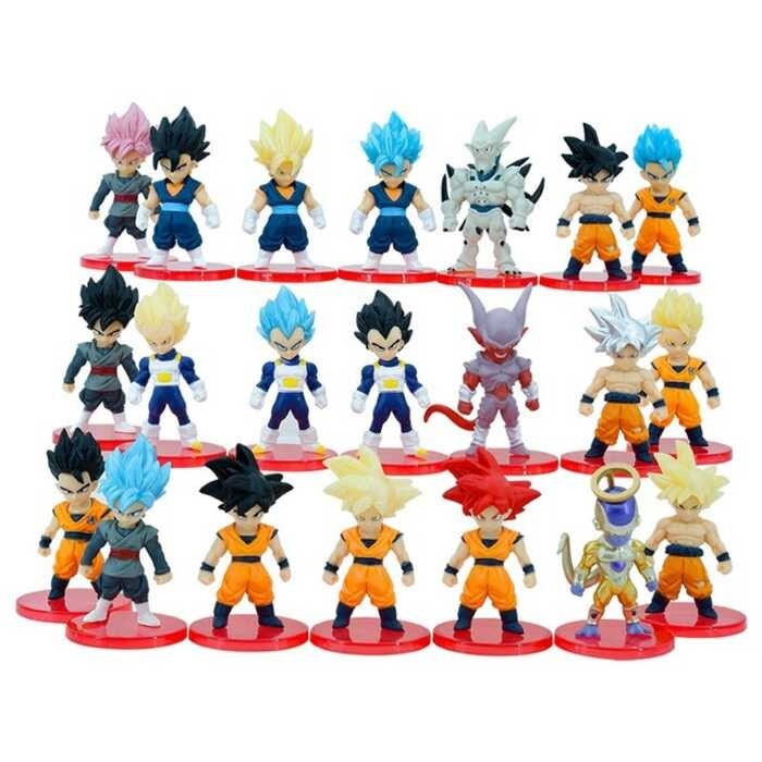 21Pcs/Set Anime Dragon Ball Z Super Saiyan Action Q Version Son Goku ...