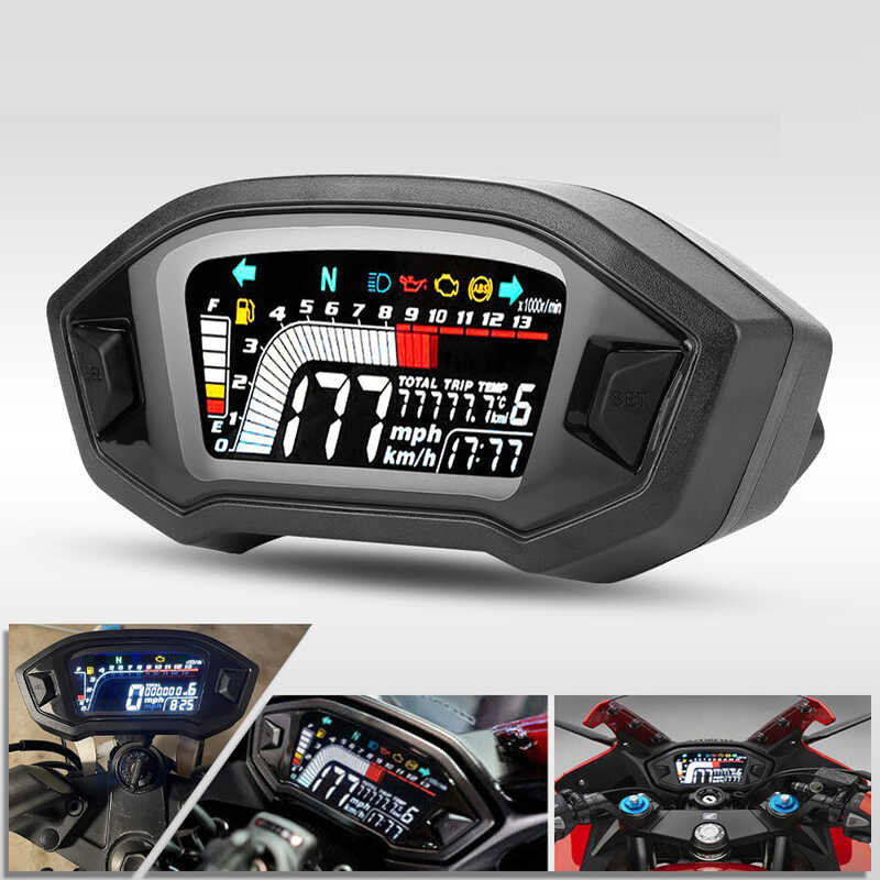 13000 RPM Universal Motorcycle LED Smart Speedometer Optional Backlight ...