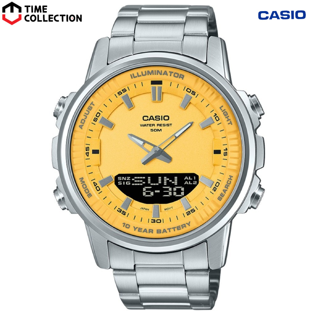 Casio Anadigi Stainless Steel Yellow Dial Watch AMW-880D-9AVDF main image 0