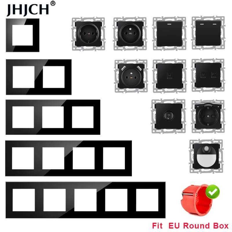 Jhjch wall-mounted module diy European standard black tempered crystal ...