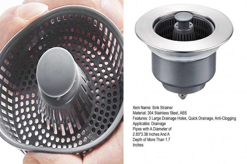 ONEM Sink Drain Basket Kitchen Drain Filter 304 Stainless Steel Kitchen
