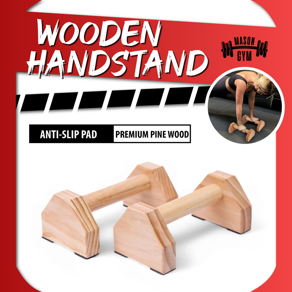 2pcs Solid Wooden Parallettes Handstand Bar Push Up Fitness Senaman ...