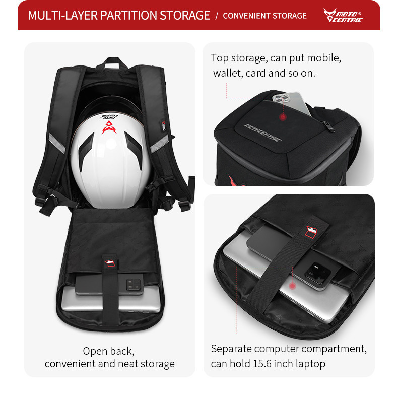 28L Motorcycle Backpack Waterproof Outdoor Sports Riding Helmet