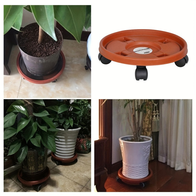 Flower Pot Moving Tray with Wheels Outdoor Planter Stand Garden ...