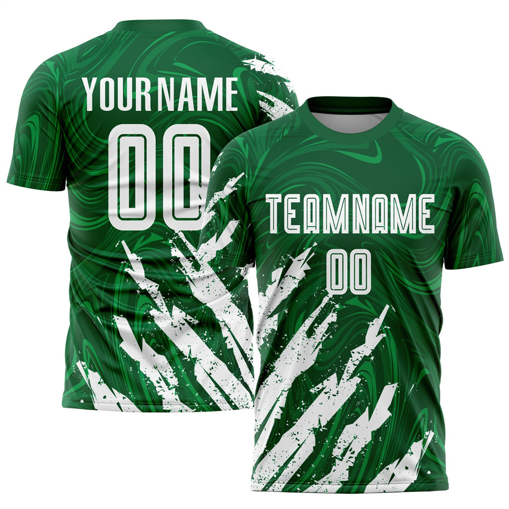 【Free Custom Name & Number】Custom Kelly Green White Sublimation Soccer