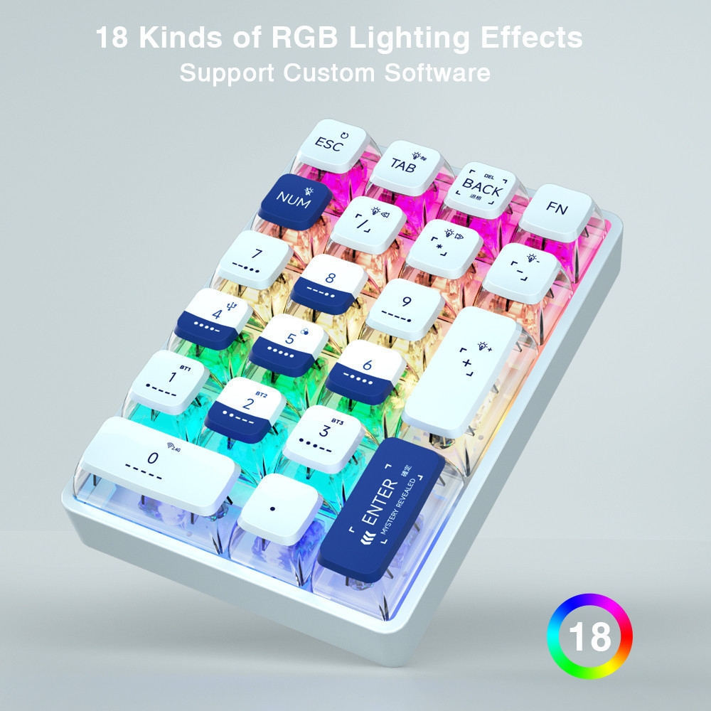 LEOBOG K21 Bluetooth Number Pad Mechanical Numeric Keypad 21 Key ...