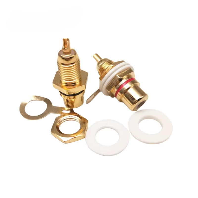 RCA Female Socket Connector Chassis Panel Mount Adapter Audio amplifier ...
