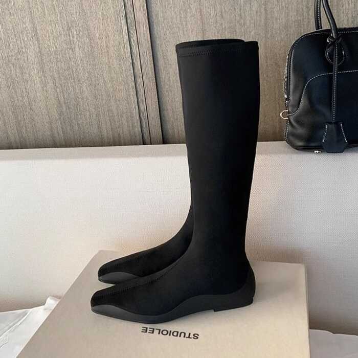 anga Legs~Temperament Square Head Flat Bottom Boots Socks Boots s Legs ...