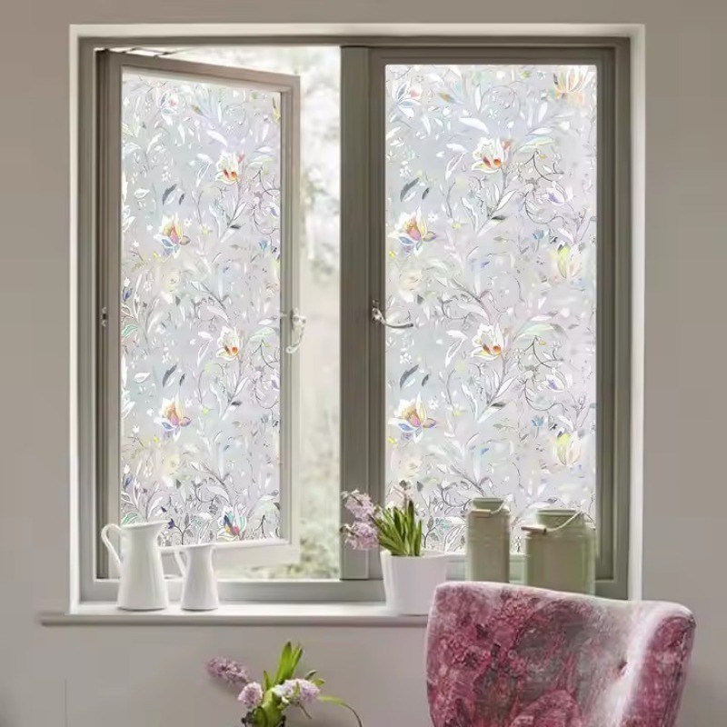 PVC self-adhesive Privacy window film stickers Anti UV 3D Rainbow ...