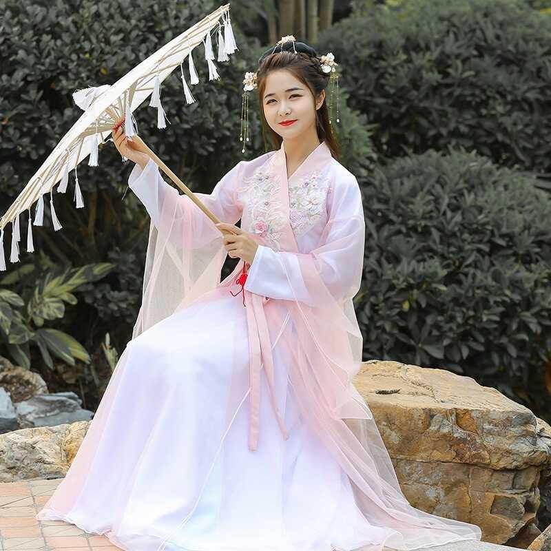 96 Hanfu Xia Xianqi Pink Cross Necked Small Figure Ancient Classical ...