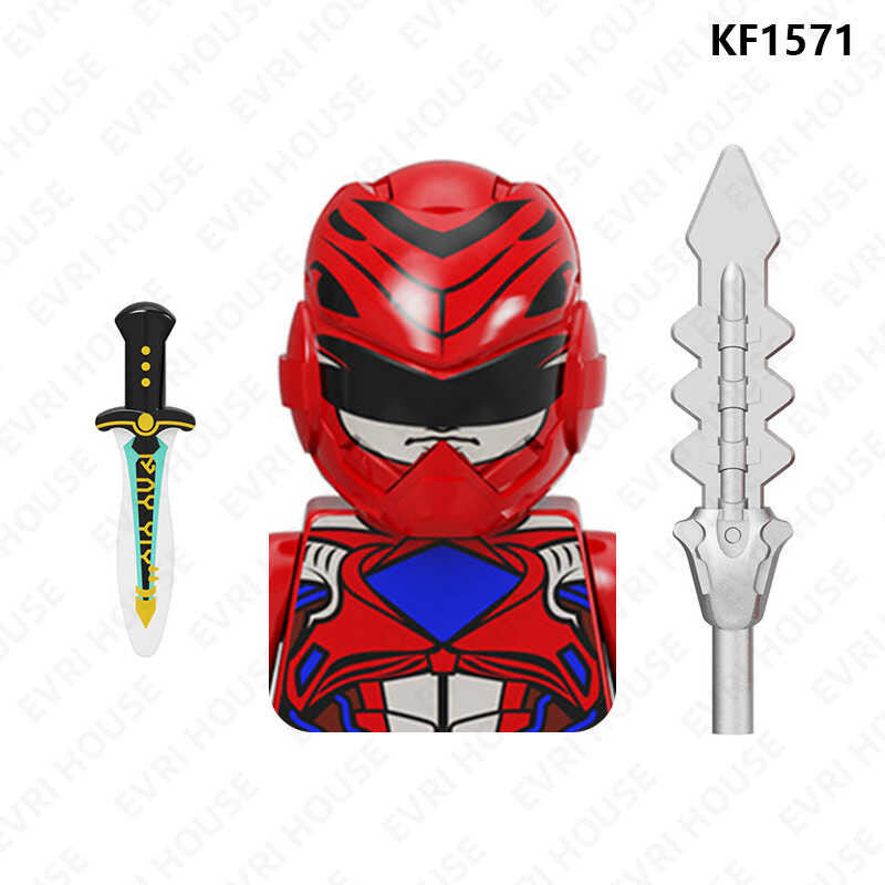 2 Super Sentai Mini Action Figures Red Warrior Mighty Morphin Bricks ...