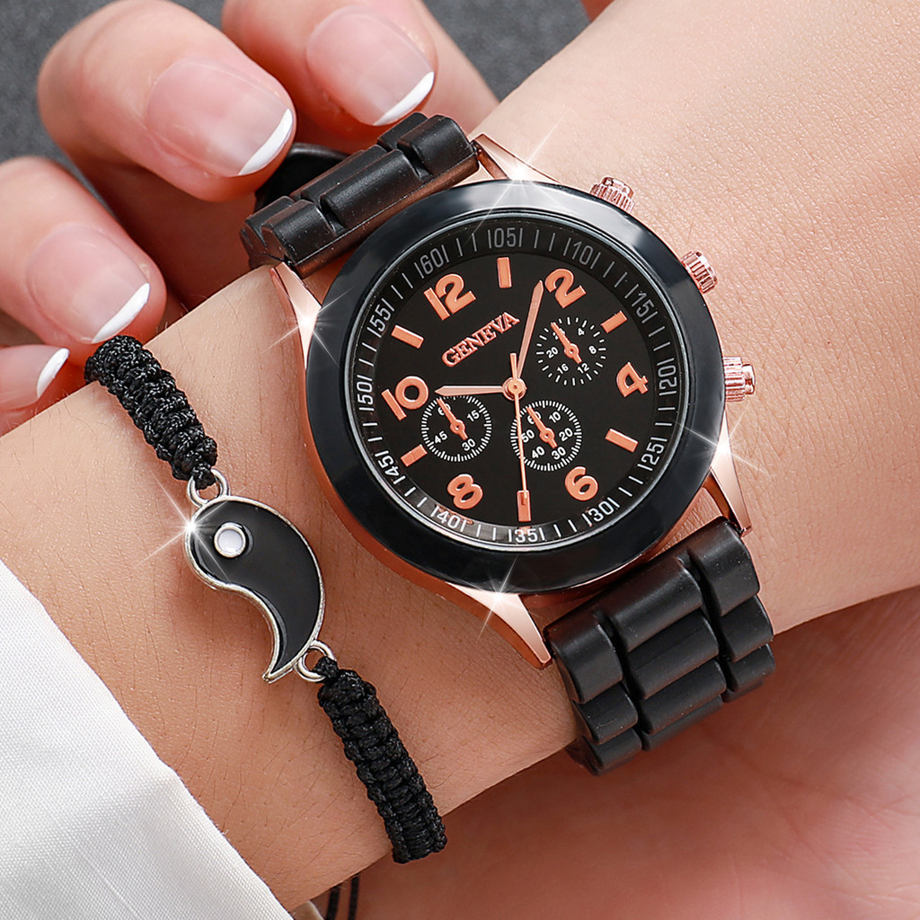 Fashion Couple Watches Silicone Strap Friendship Forever Love Alloy ...