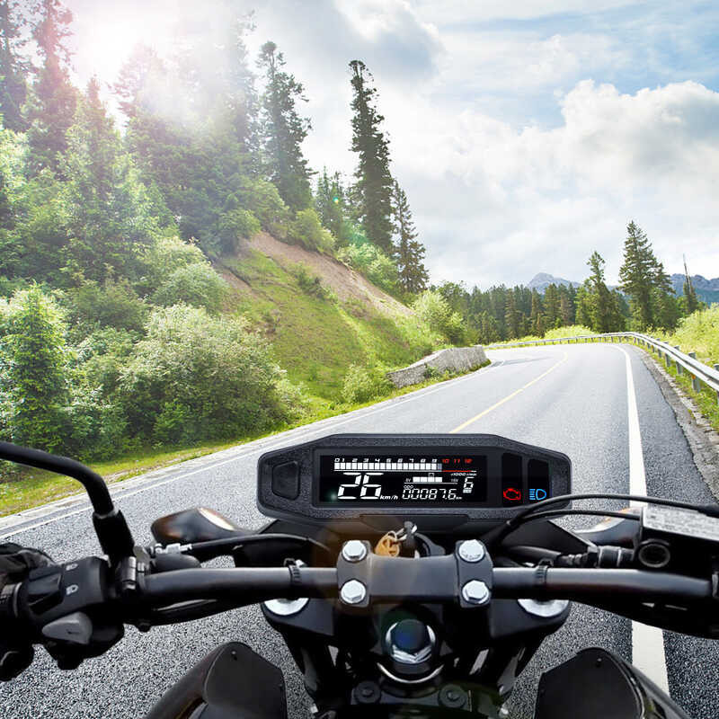 Universal AD Digital Moto Tachometer Speedometer Speed Gauge MPH KMH ...