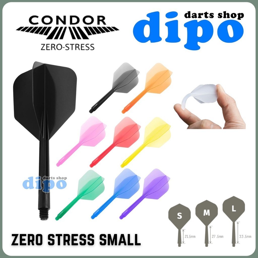 Darts Corner Condor Set Di 3 Alette E Stelo Integrati Per Freccette, Zero Stress, Small Short Clear Pink - 2