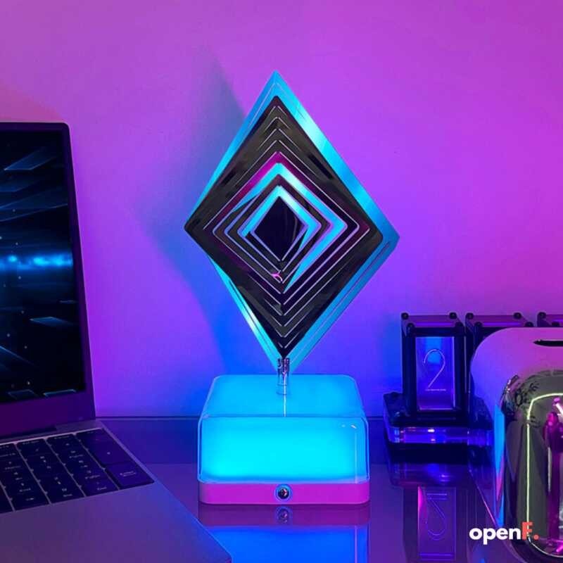 New Creative 3D Rotating Neon LED Night Mood Light Room Decor Aesthetic ...