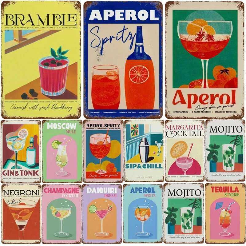 MaPalte-Plaque décorative vintage en métal, 18/panneaux, chemin, rhum, bière, pour la maison, décoration murale, pour porte, bar, affiche  15