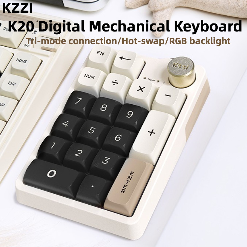 KZZI K20 Wireless 2.4g Bluetooth Digital Mechanical Numeric Keypad RGB ...