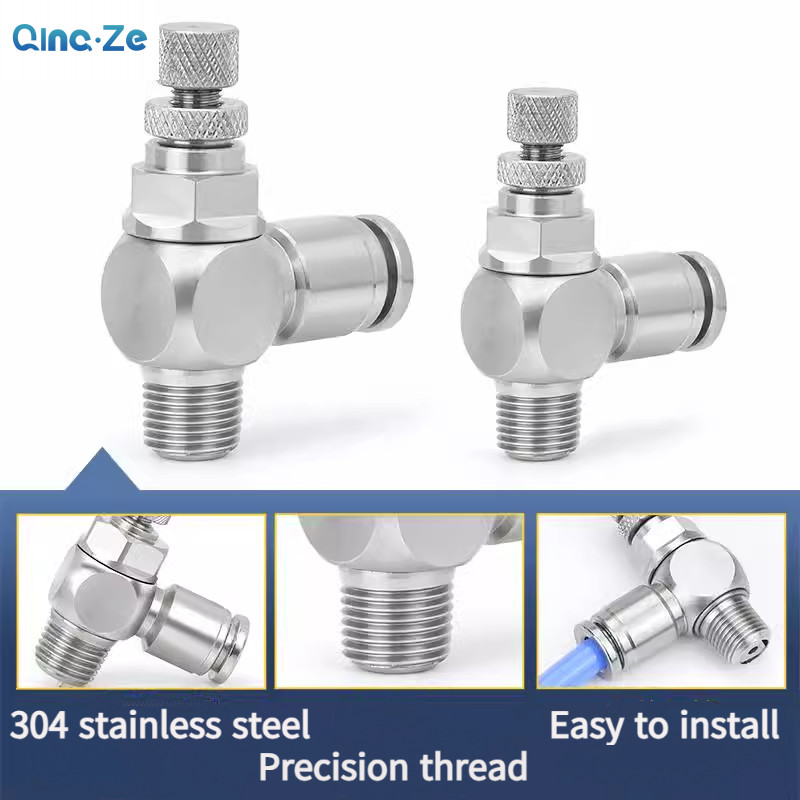 304 stainless steel joints Pneumatic air pipe speed control valve SL8 ...