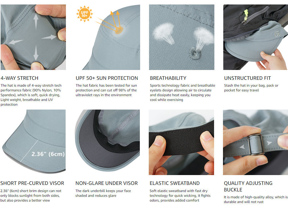 GADIEMKENSD Stretch Army Cap Sport Military Hats Flat Top Short Bill