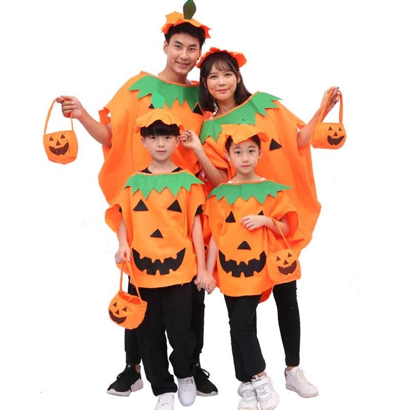Halloween Pumpkin Costume with Hat Set Kids and Adult Halloween Party ...