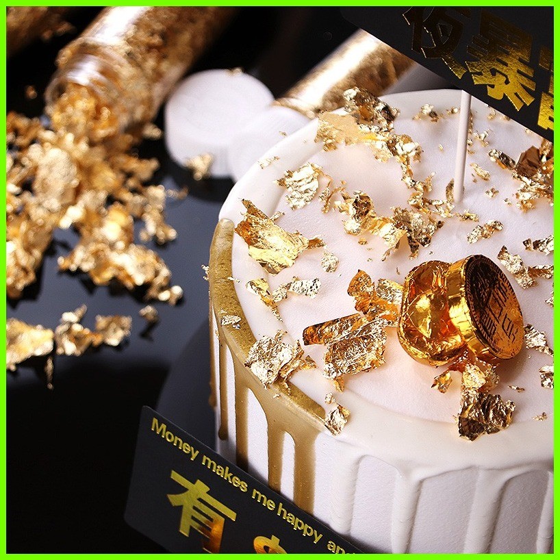 ♂ ☃ Gold Foil Edible Gold Leaf Sheets for Cake Decoration 24K Real Gold ...