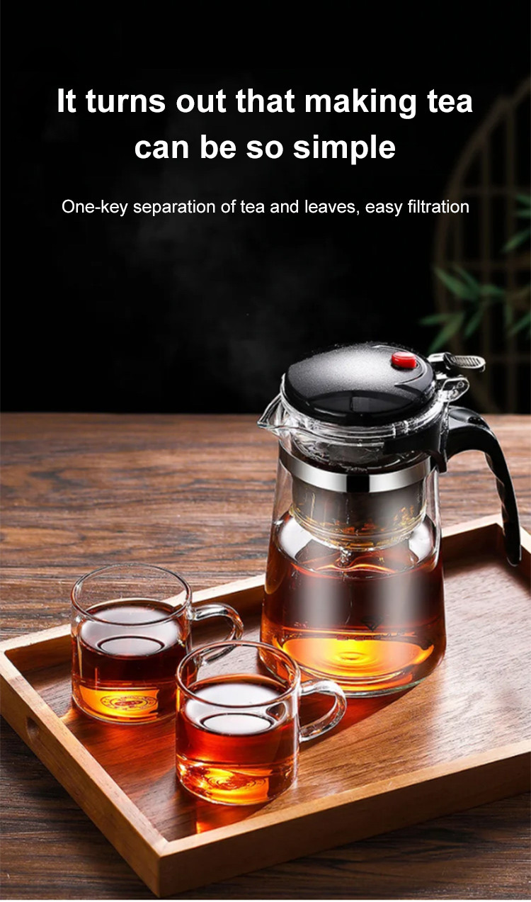 [One-Click Filter Tea Set] Filter Glass Teapot/滤水玻璃茶壶/Detachable ...