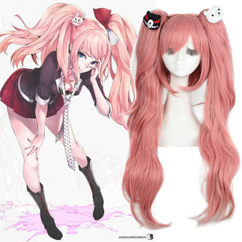 Enoshima Danganronpa Junko Cosplay Wigs Long Pink Curly Hair Woman ...