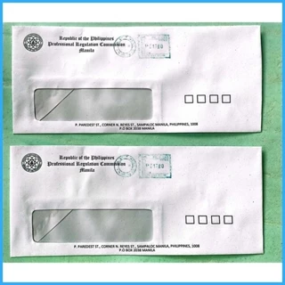 Shop window mailing envelope with metered postage stamp for Sale