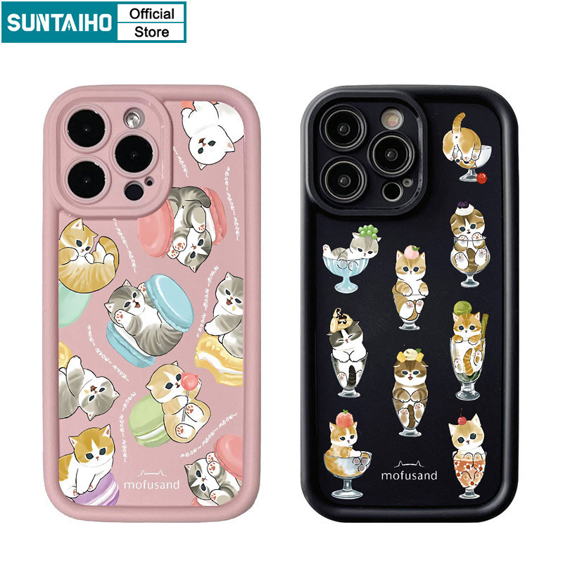 Suntaiho Cute Funny Mofusand Macaroon Pattern Phone Case for Iphone 15