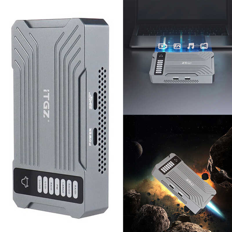 NVME SSD M.2 RAID Case Array Mobile Hard Usb3.2 Gen2 Dual Bay Solid ...