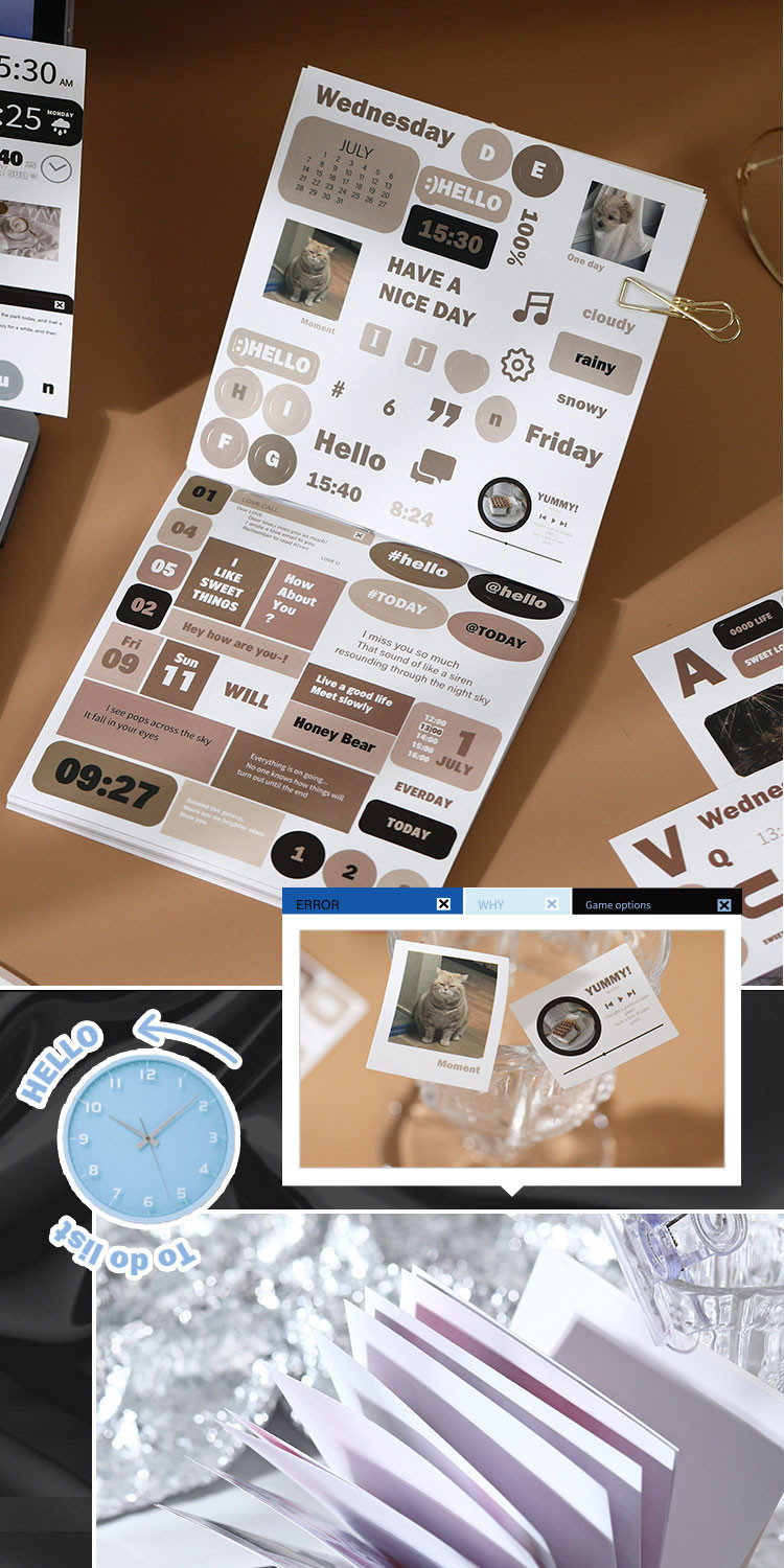 Journamm 20 Sheets Cartoon Collage Sticker Book DIY Scrapbooking ...