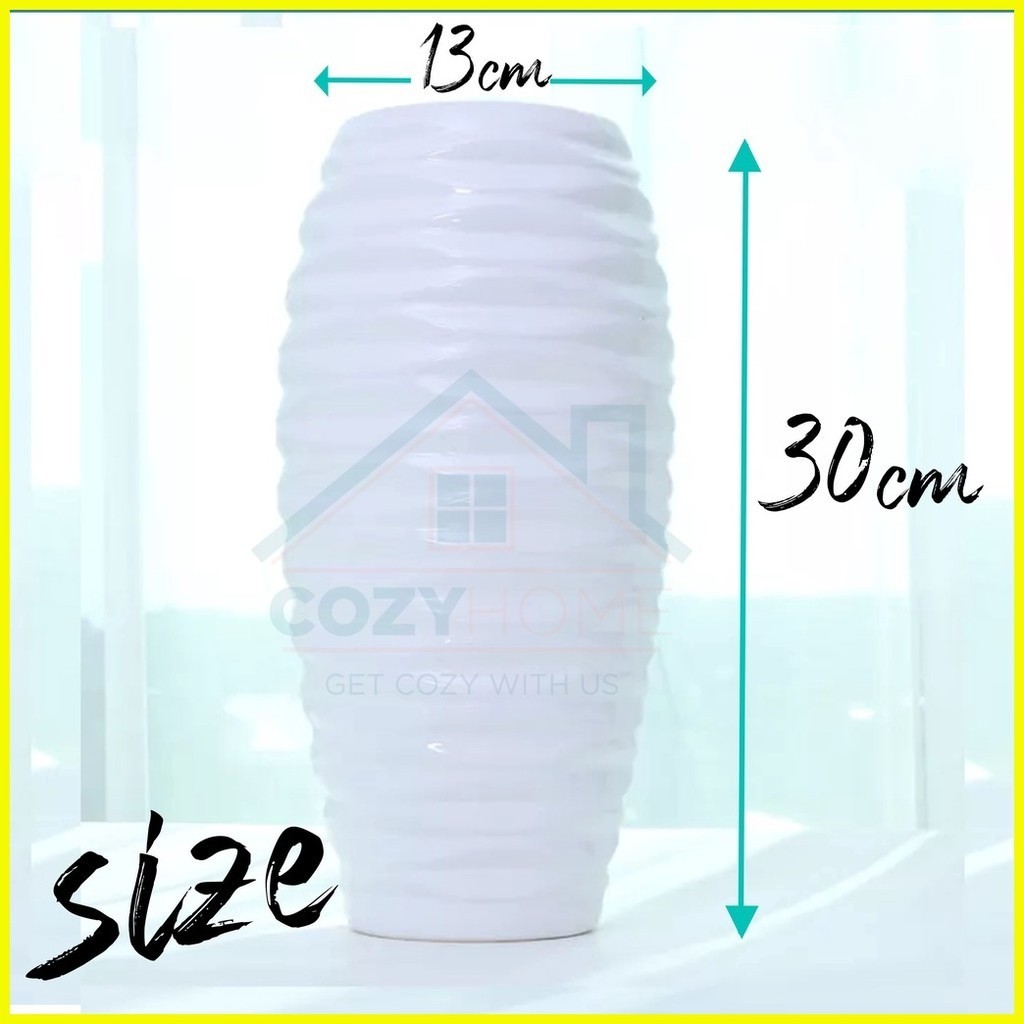 Cozyhome Long White Round Plastic Flower Vase Flower Pots Shopee