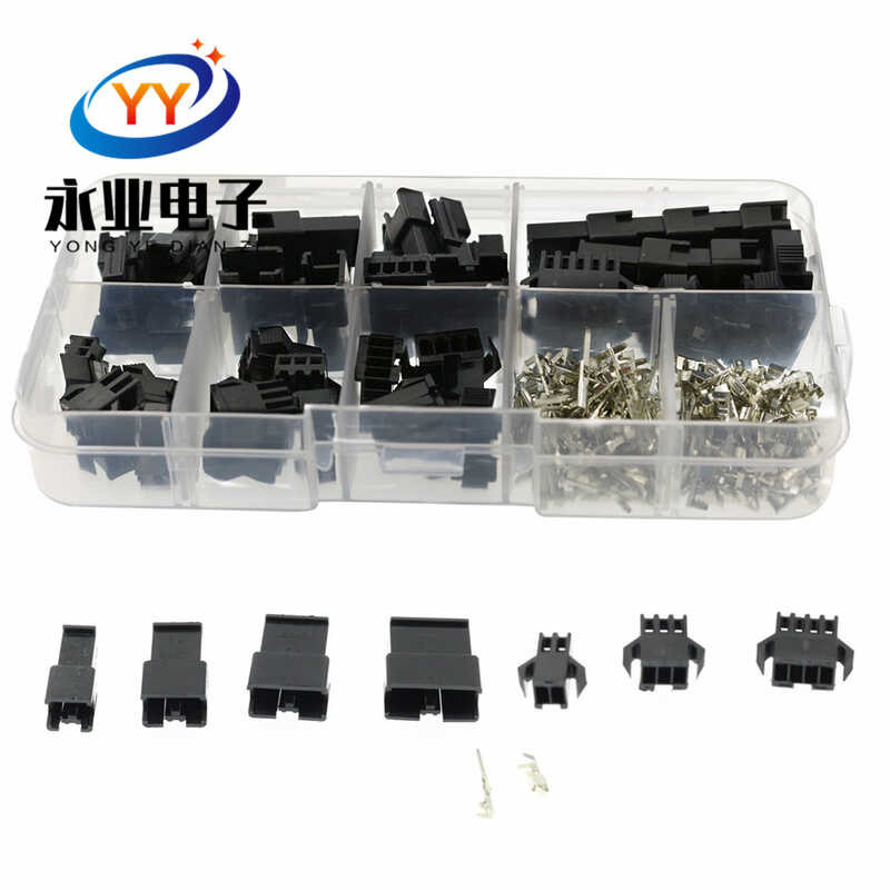200PCS SM type 2.54 terminal connectors 2/3/4/5PIN, each with five male ...