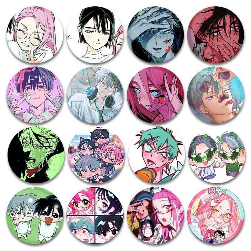 Alien Stage Round Brooch Tinplate Hyuna Sua TILL IVAN Brooches Cartoon