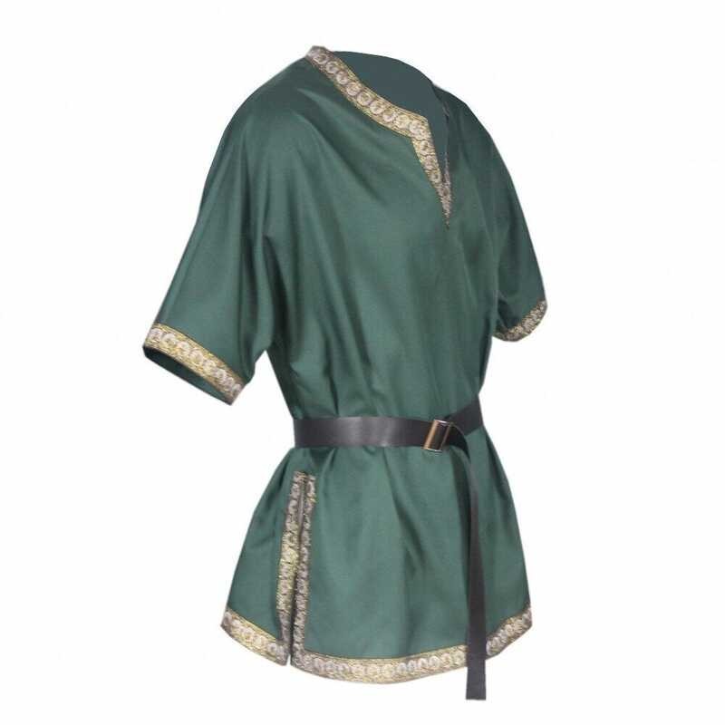 Men Medieval Adult Knight Warrior Costume Green Tunic Clothing Norman ...
