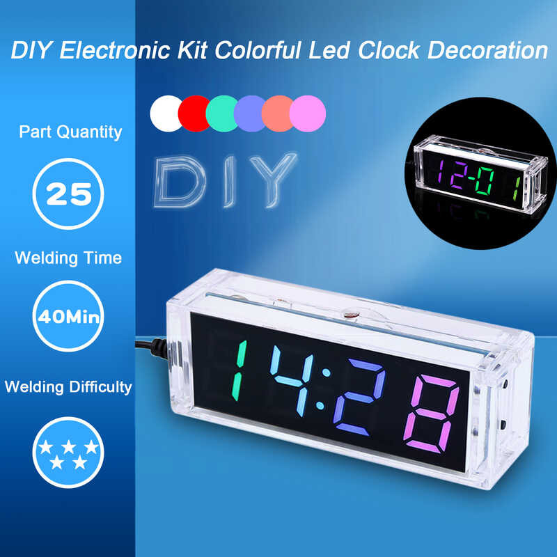 DIY Electronics LED Microcontroller Kit Digital Clock Time Light/Light ...
