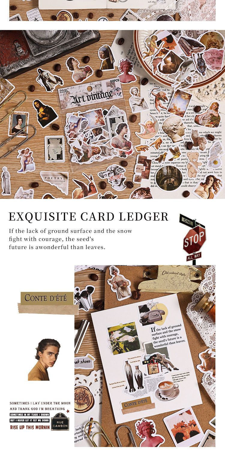 Journamm 50 Pcs/pack Vintage Memories Stickers DIY Scrapbooking ...