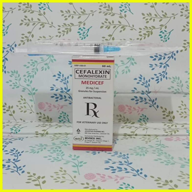 ∆ MEDICEF CEFALEXIN MONOHYDRATE ANTIBACTERIAL 60ML with FREE Syringe ...