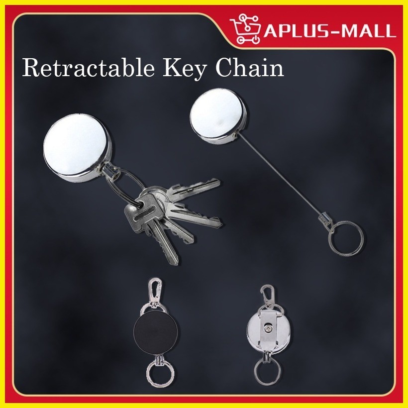 ☢ ♂ Stainless Steel Retractable Key Chain Retractable Badge Holder Anti ...