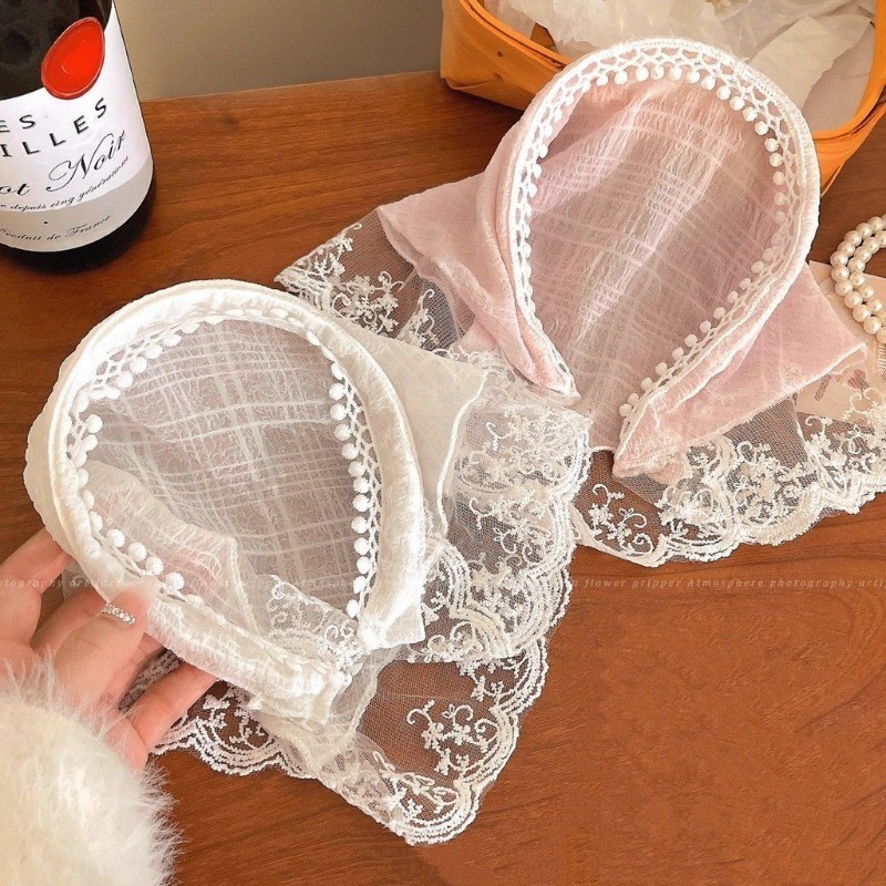 Sweet Girls Lace Headband Turban Head Kerchief Triangle Scarf Hair ...