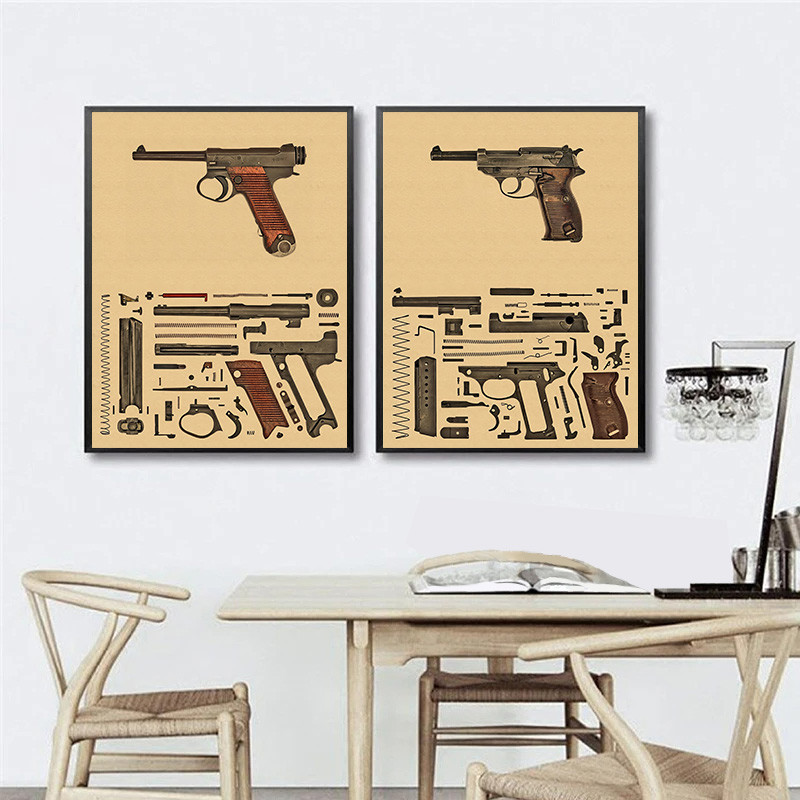 Vintage Weapon Gun Poster Prints Military Fans Rifle Home Room Club Art ...