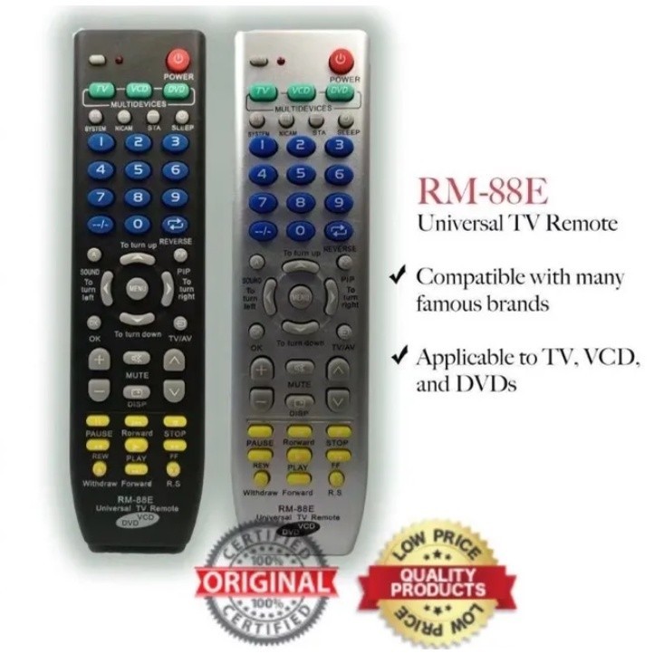 RM-88E Universal Remote for TV DVD VCD 3in1 Universal Remote Control ...