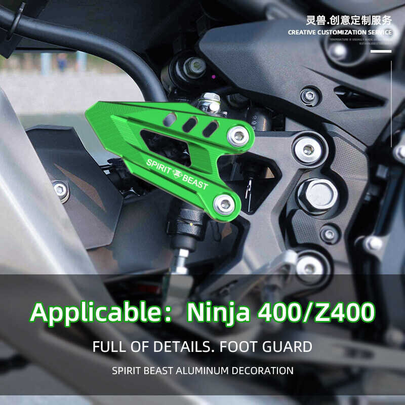 Mokiton Motorcycle Foot Peg Footrest Protector Compatible With Kawasaki Ninja ZX4R ZX4RR 2023 2024 | Rear Set Heel Plates Guard ZX-4R ZX-4RR ZX400 Accessories (black-2