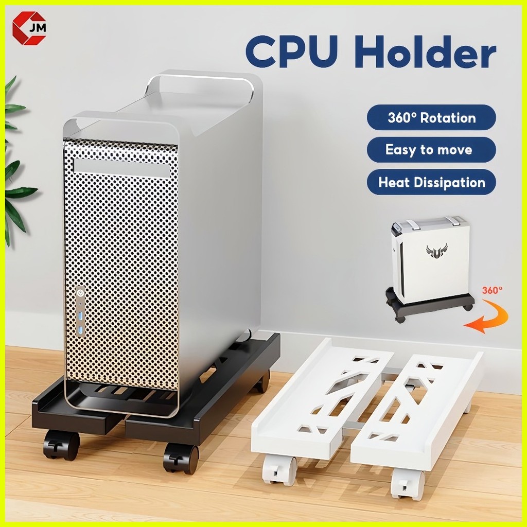 Under Desk CPU Holder Computer Stand with 4 Caster Wheels Adjustable ...