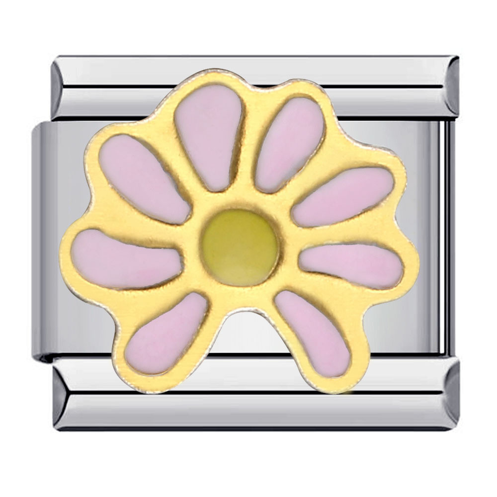 Flower World Italian Module Bracelet Titanium Steel Welded Drip Oil ...