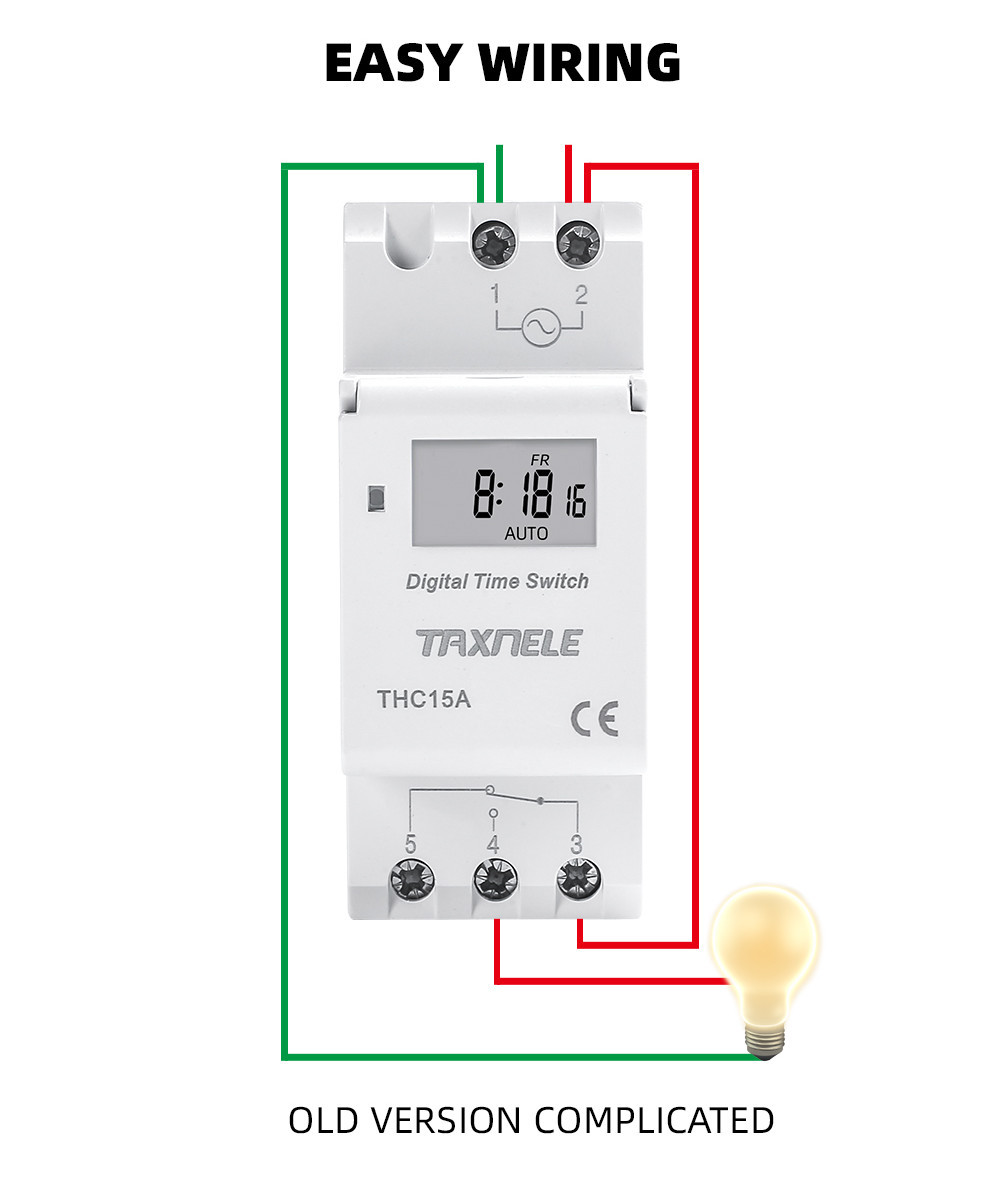 TAXNELE Electronic Weekly 7 Days Programmable Digital TIME Relay THC15A ...