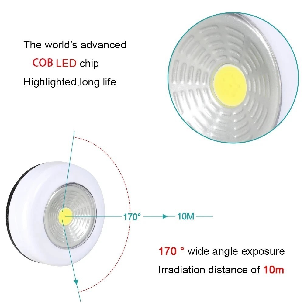 1/2Pcs LED Mini Touch Night Lights/Battery Operated Cabinet Lamp with ...