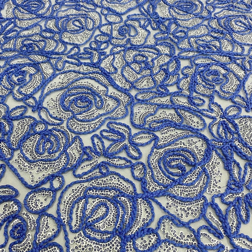 1.5m*0.9m Wholesale Rose Rope Embroidery Sequined Lace Fabric Dress ...